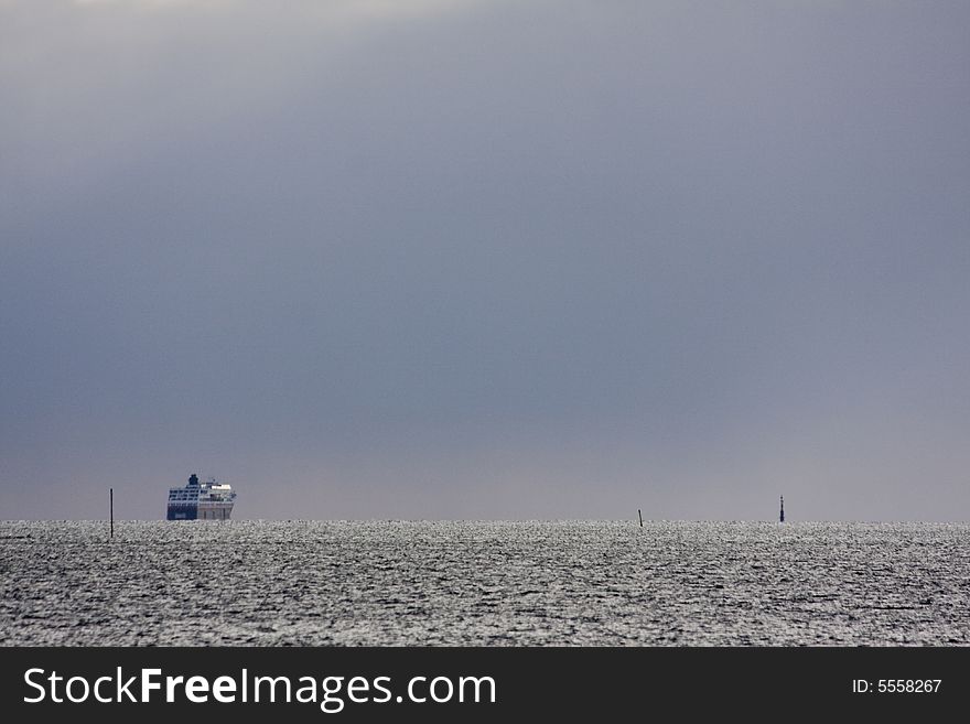 Cruise ship on the horizon