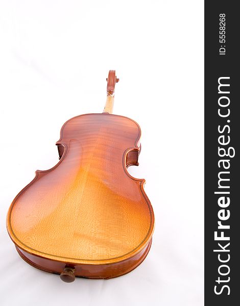 Violin closeup on a white background