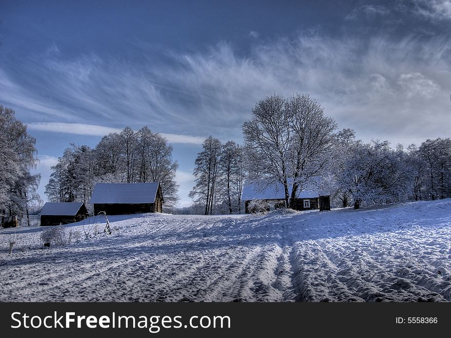 Little house in white winter. Little house in white winter