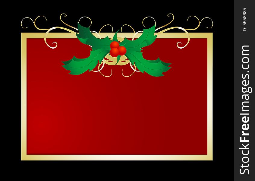 Decorative and festive holly frame perfect for holiday use. Decorative and festive holly frame perfect for holiday use.