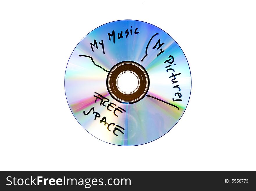 Compact disc with partition labels. Compact disc with partition labels