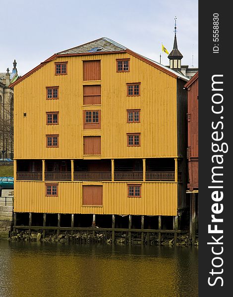 Storehouse on stilts in Trondheim, Bryggene