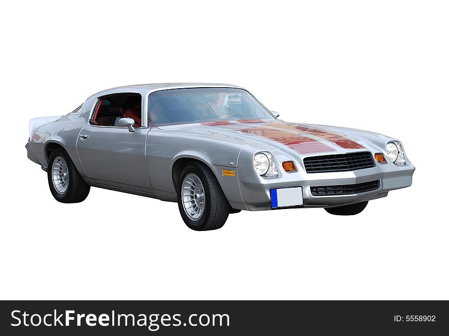 Silver Colored American Sports Car from Seventies