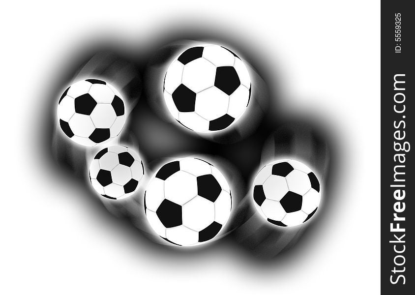 Isolated soccer balls in the air - illustration