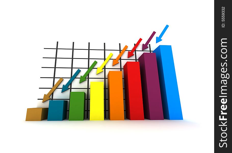 Statistics - 3d isolated multicolor diagram. Statistics - 3d isolated multicolor diagram