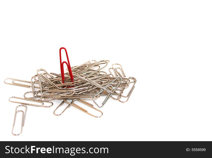 On Top Of The Competition Concept with paperclips pile.  Space for copy.