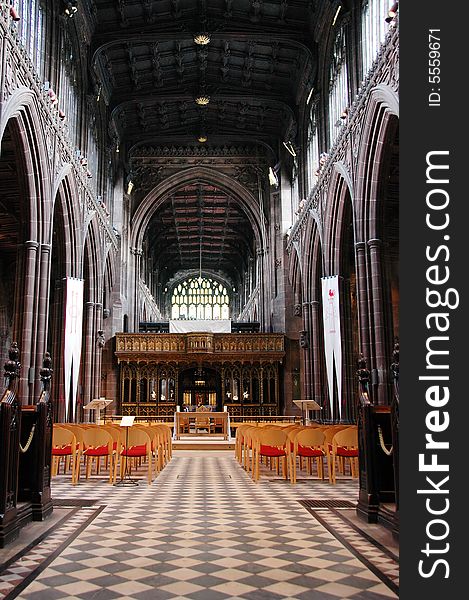 Wide angle shot of the interior of a cathedral. Wide angle shot of the interior of a cathedral