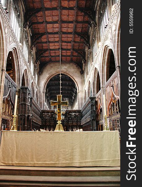 Wide angle shot of the interior of a cathedral. Wide angle shot of the interior of a cathedral