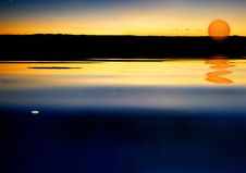 Sunset On Water Reflection Stock Photography