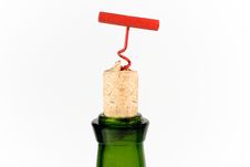 Bottle-screw, Cork And Bottle Royalty Free Stock Images