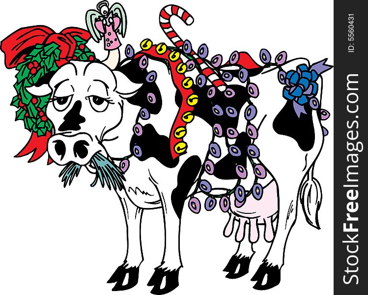 Cow dressed in holiday lights. Cow dressed in holiday lights