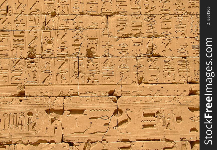 The picture of hieroglyphic inscriptions from luxor temple. The picture of hieroglyphic inscriptions from luxor temple