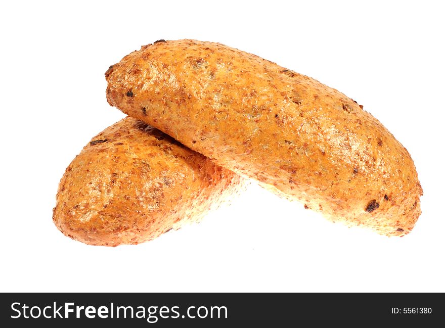 Baked bread isolated on white background