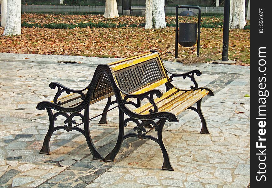 Chair in a park, Nanjing City, china