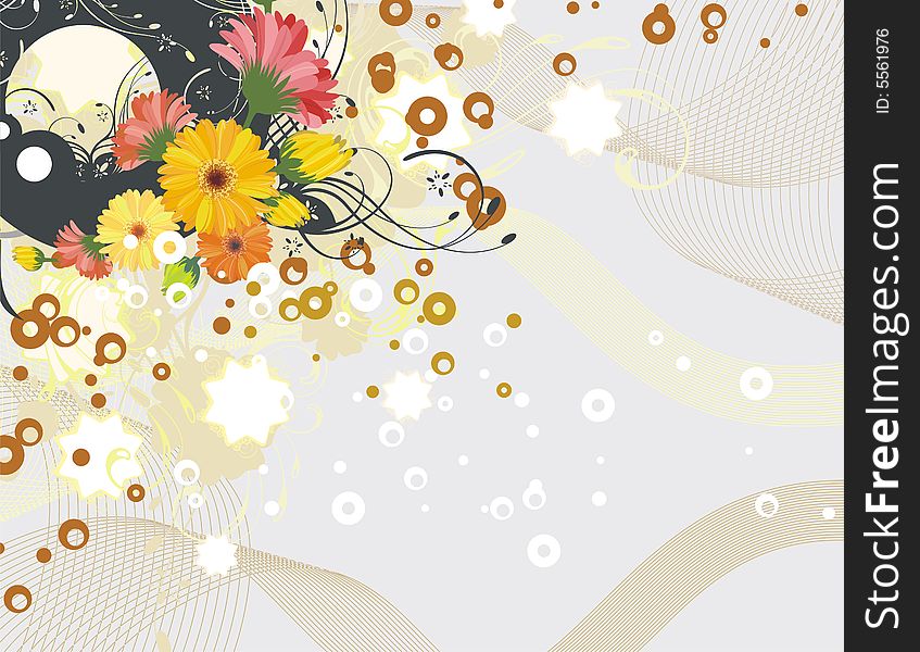 Exquisite floral ornamental design with daisies, vector illustration series. Exquisite floral ornamental design with daisies, vector illustration series.