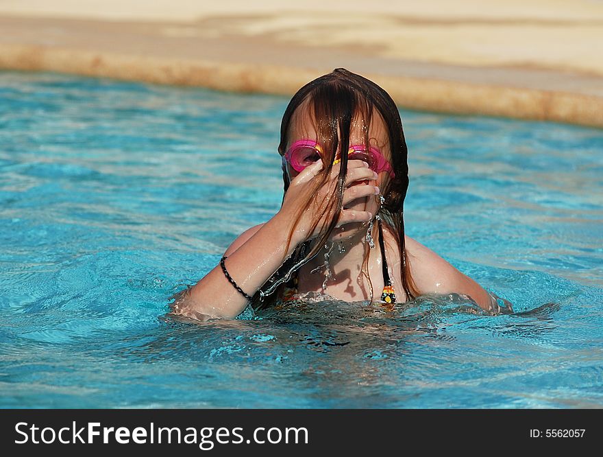 Portrait of jung swimming girl. Portrait of jung swimming girl