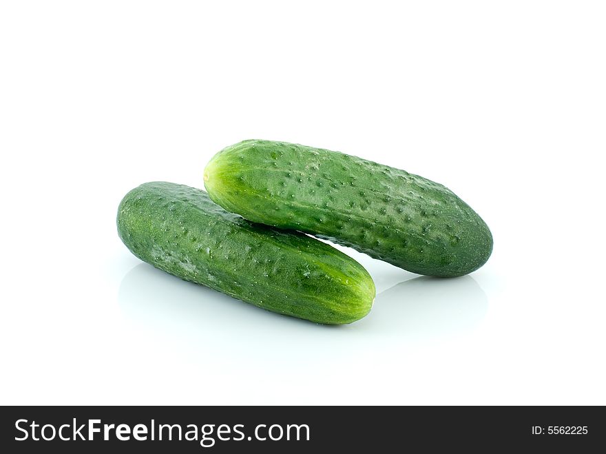 Pair of cucumbers isolated on the white background