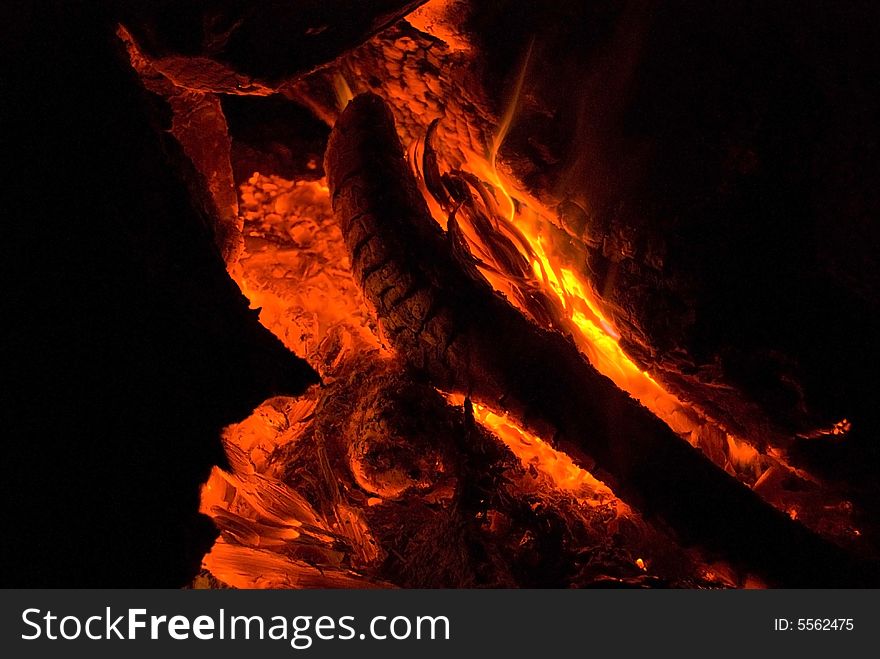 A close up image of a camp fire
