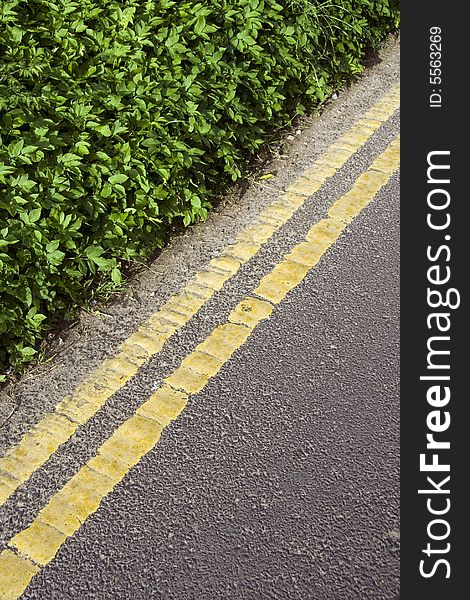 Yellow Lines On Country Lane