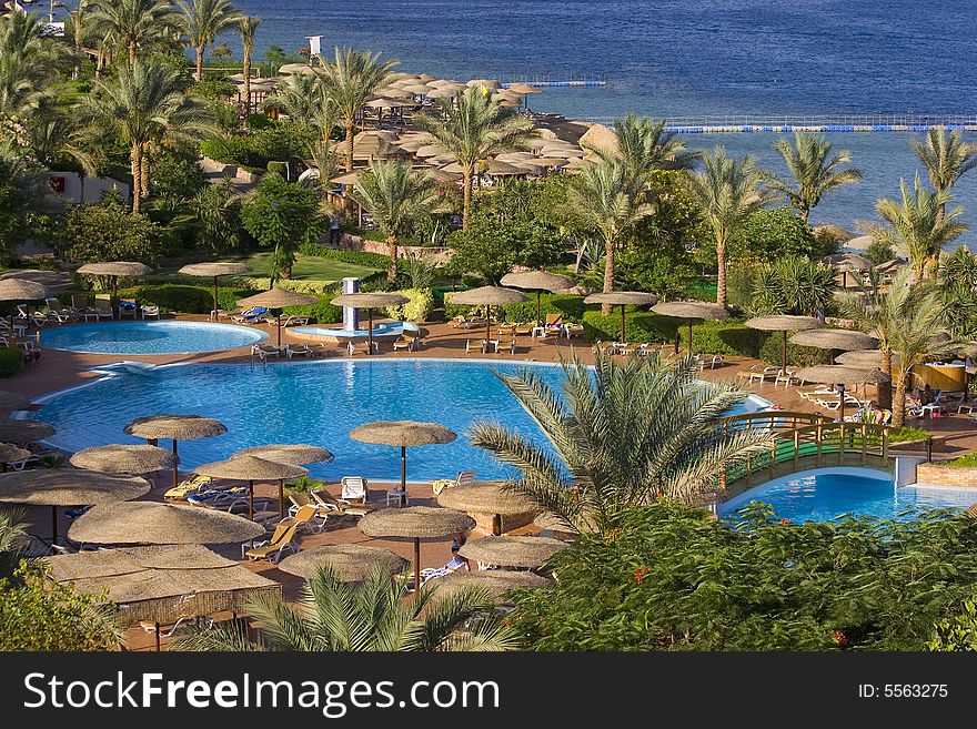 Beautiful pool in a hotel by the Red Sea. Beautiful pool in a hotel by the Red Sea