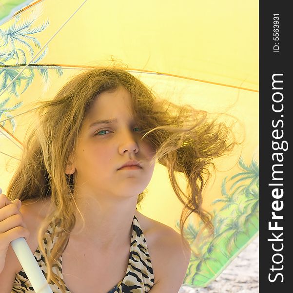Portrait Girl on umbrella background