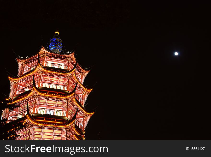 Pagodas And The Moon