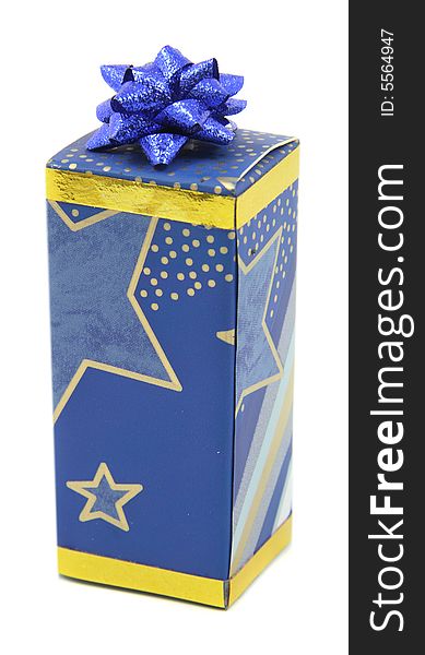 Blue gift isolated on white background + stars