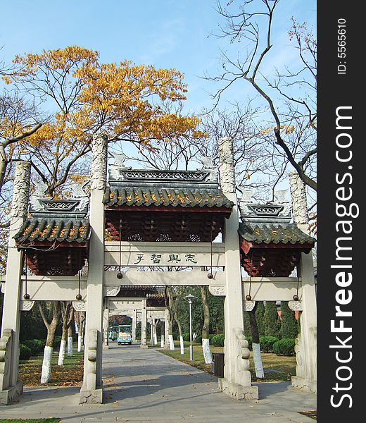 Monumental gateways and trees, hangzhou City, China