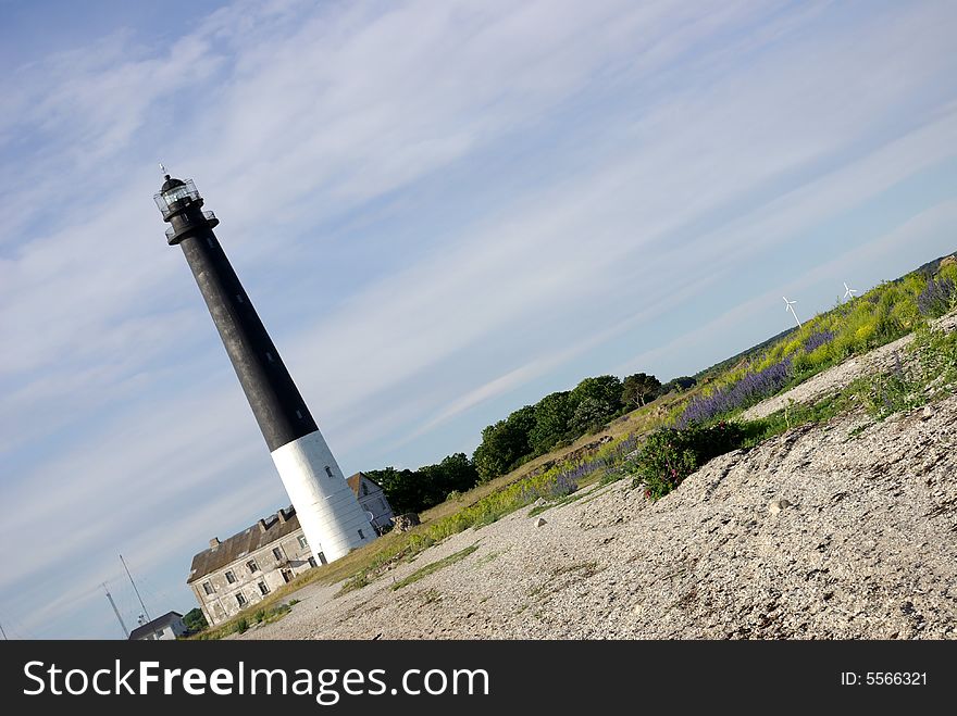 Sõrve lighthouse in Saaremaa. Sõrve peninsula is the closest to South in Saaremaa. Latvia is only 35 kilometres far from Sõrve.