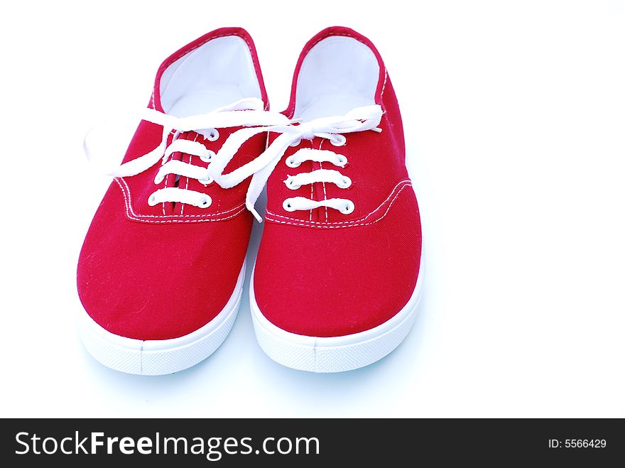 A shot of some fashionable red plimsoles. A shot of some fashionable red plimsoles