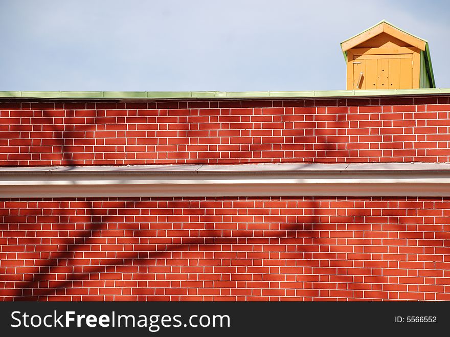 Brick wall lit by sun