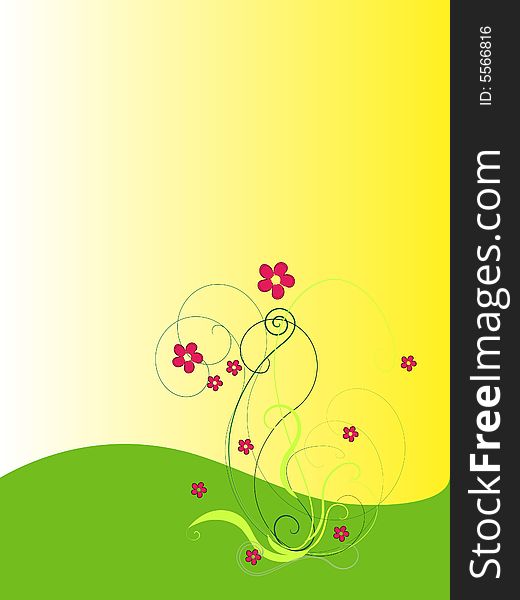 Background with flowers, vector Illustration,
