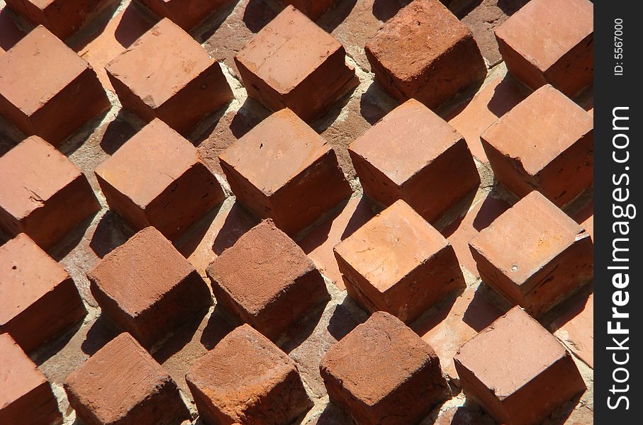 Ancient figured bricklaying from a red brick