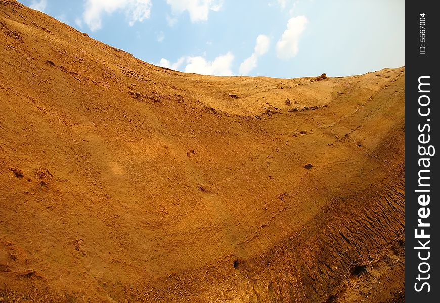 Clay hill scenery after erosion and excavation