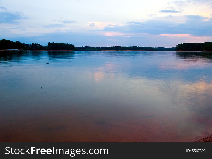 Right before sunset over the lake. Right before sunset over the lake