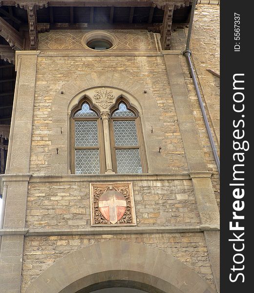 Towers in Florence all feature the citys coat of arms. Towers in Florence all feature the citys coat of arms