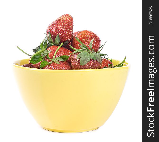 Strawberries in cup isolated on white background