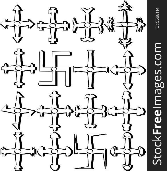 Vector illustration of different crosses