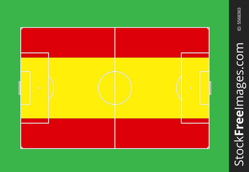 Football field and national flag on a football field