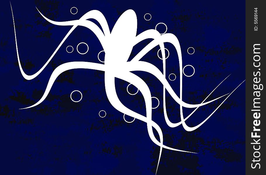 The White Silhouette of an Octopus is Featured in an Abstract Illustration. The White Silhouette of an Octopus is Featured in an Abstract Illustration.