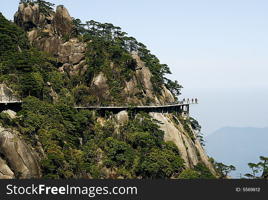 Large high rocky hill with viewing platform