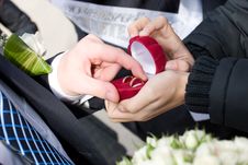 Groom Takes Off Wedding Rings Royalty Free Stock Photos