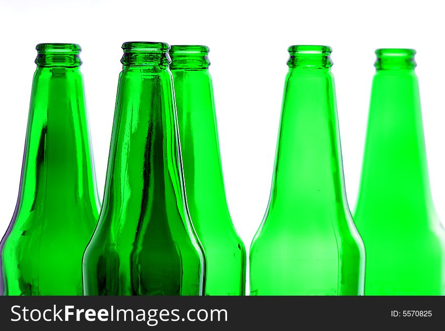 Green Bottles isolated on a white background