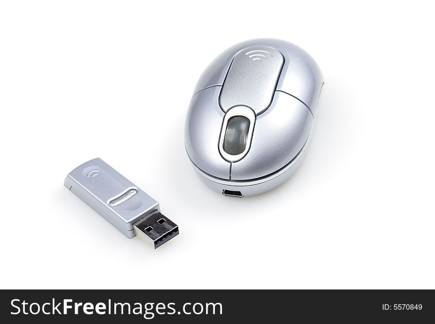 Portable Wireless Mouse for Notebook Isolated over White