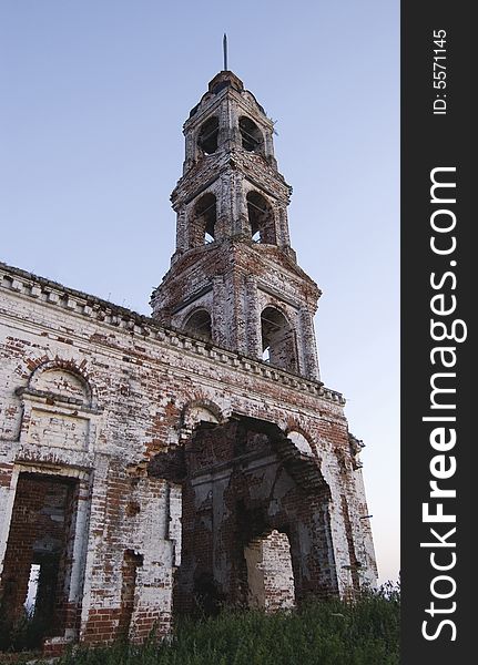 Damage old church on a hill