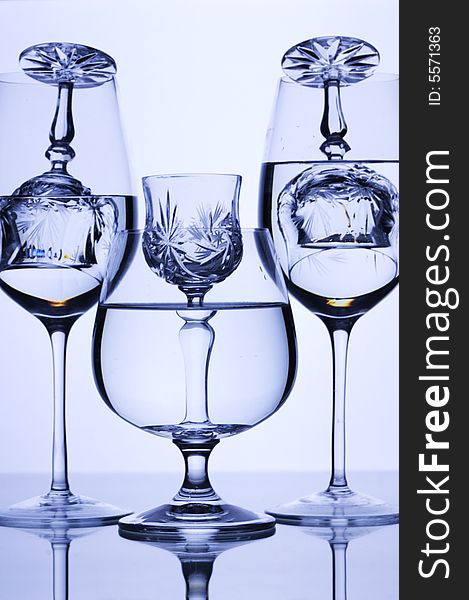 Glasses with water with background