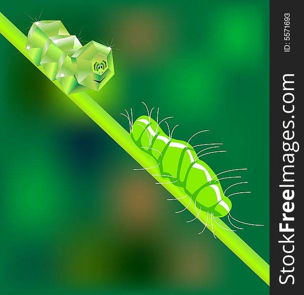 Vector illustration for a polygon shape of caterpillar