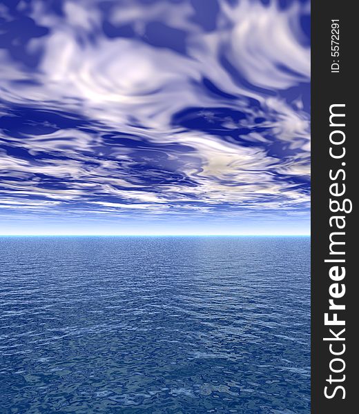 Beautiful sea and clouds sky - digital artwork. Beautiful sea and clouds sky - digital artwork