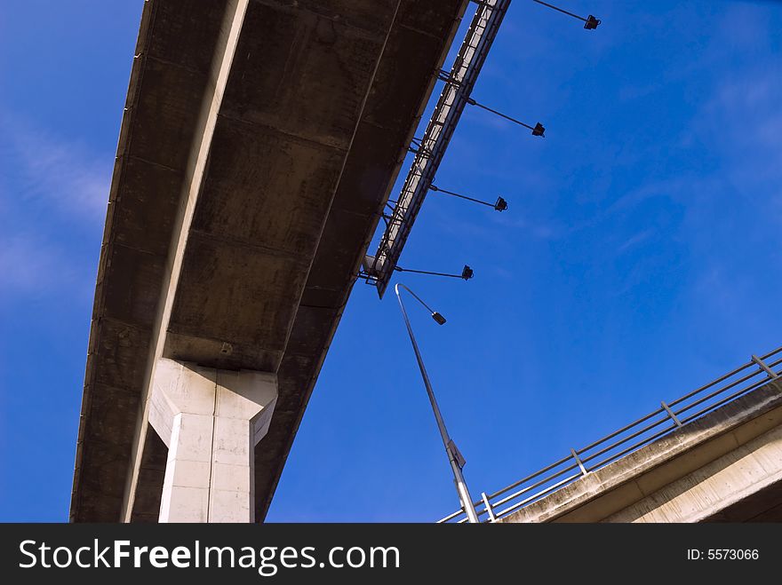 An elevated highway on a blue sky background