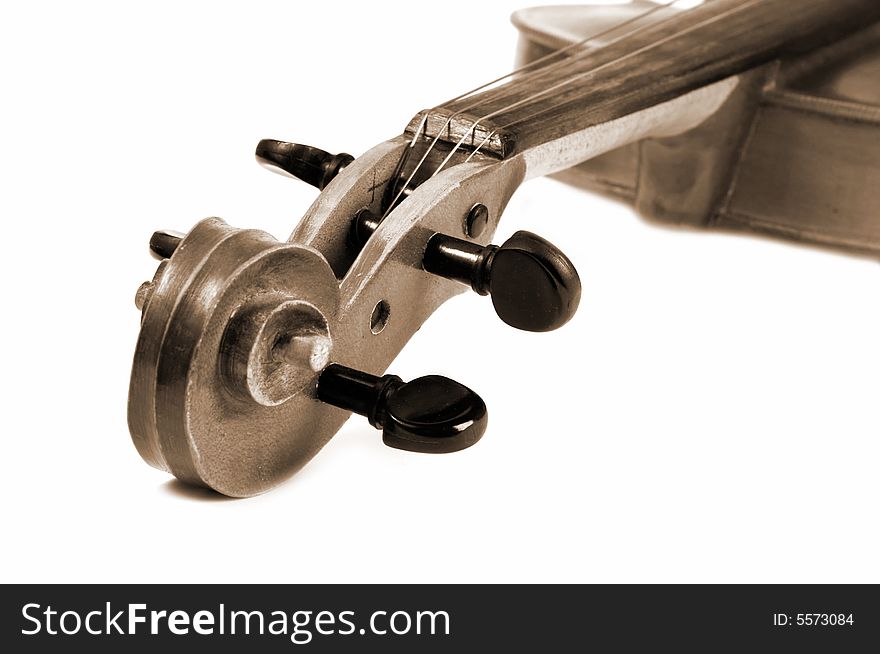 Part of Violin isolated on white. Part of Violin isolated on white